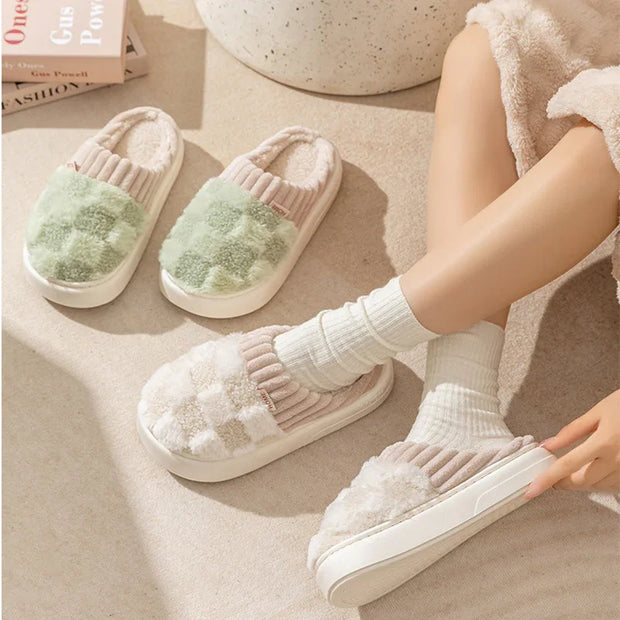 Plaid Plush Slippers - Dailydrops24