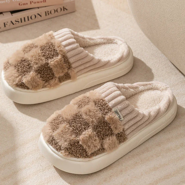 Plaid Plush Slippers - Dailydrops24
