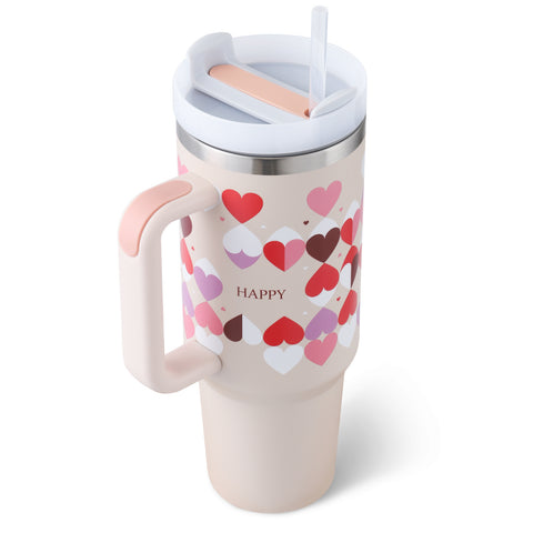40 Oz Tumbler With Handle Straw Insulated, - Dailydrops24