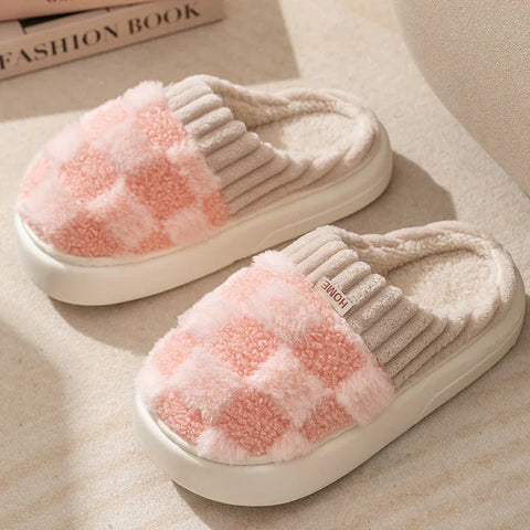 Plaid Plush Slippers - Dailydrops24