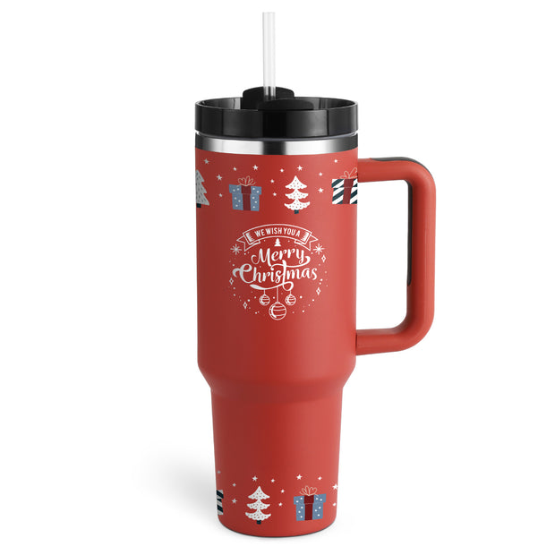 40 Oz Tumbler With Handle Straw Insulated, - Dailydrops24