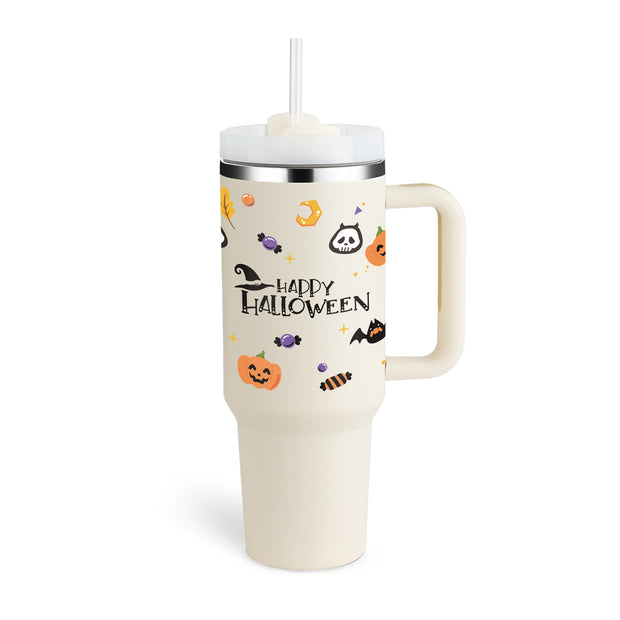 40 Oz Tumbler With Handle Straw Insulated, - Dailydrops24