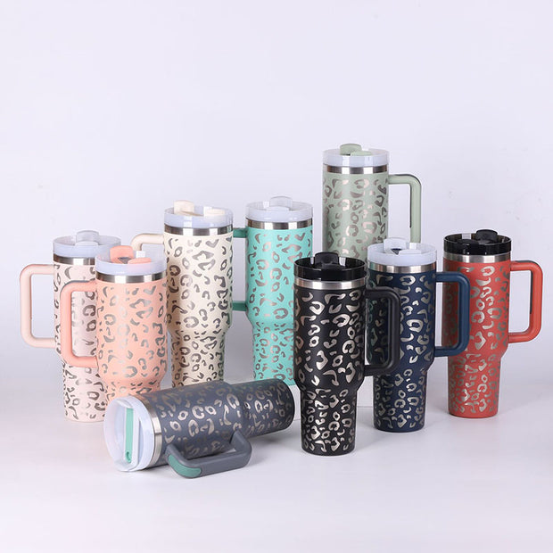 40 Oz Tumbler With Handle Straw Insulated, - Dailydrops24