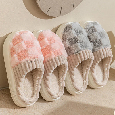 Plaid Plush Slippers - Dailydrops24