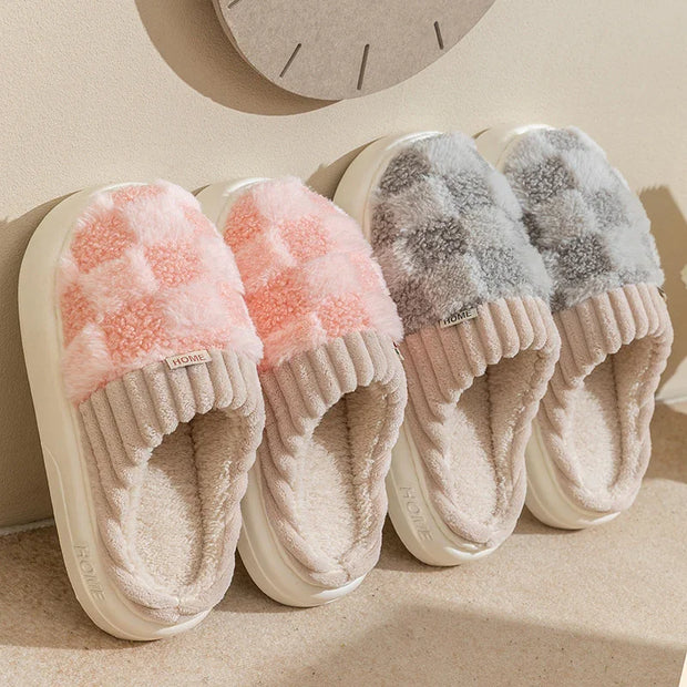 Plaid Plush Slippers - Dailydrops24