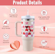 40 Oz Tumbler With Handle Straw Insulated, - Dailydrops24